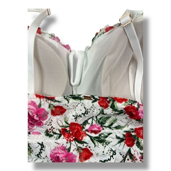 Pink Bralette Floral Lace Bra Removable Cups Wirefree Size Extra Extra Large - Picture 5 of 7